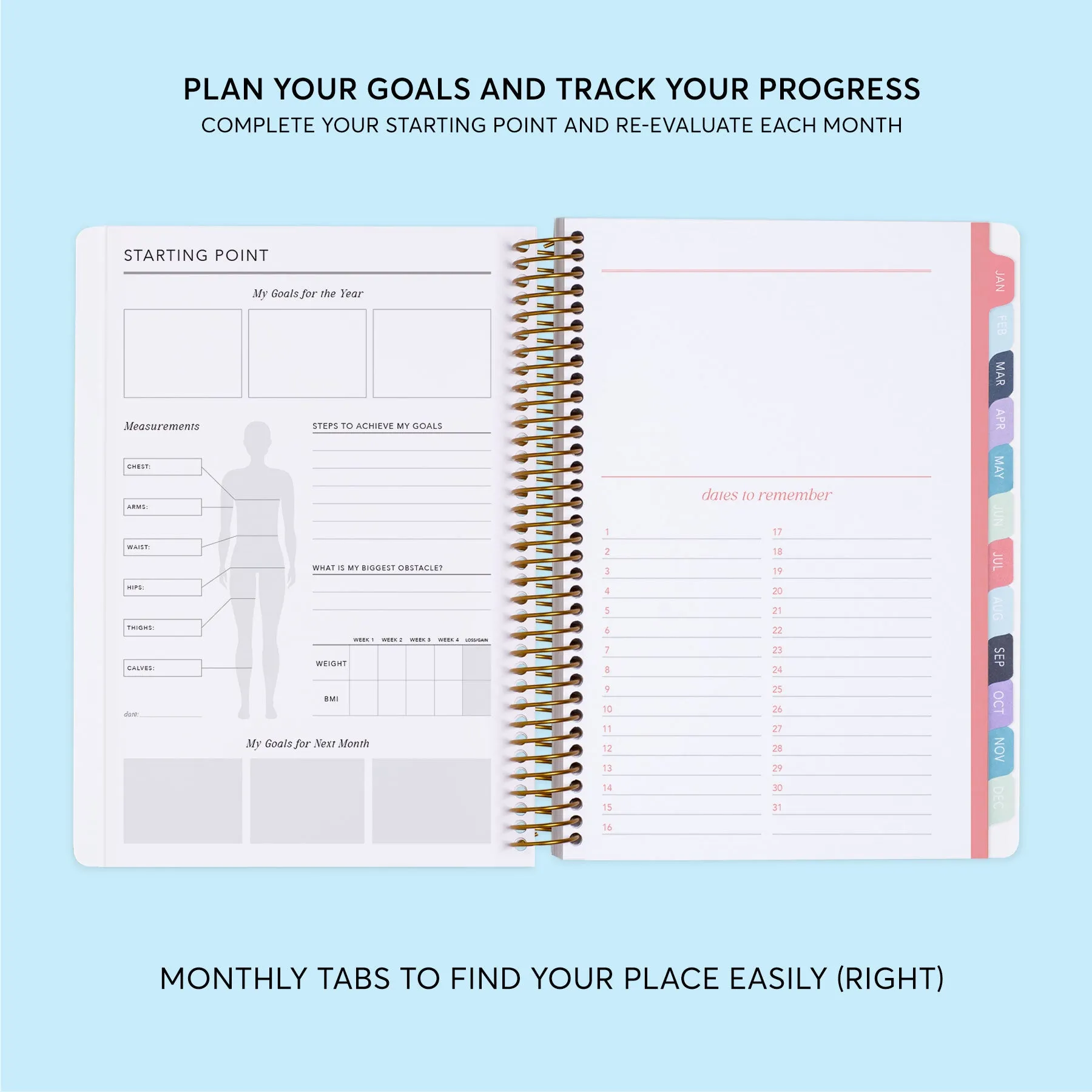 6x9 Fitness Planner - Blue Navy Color Block