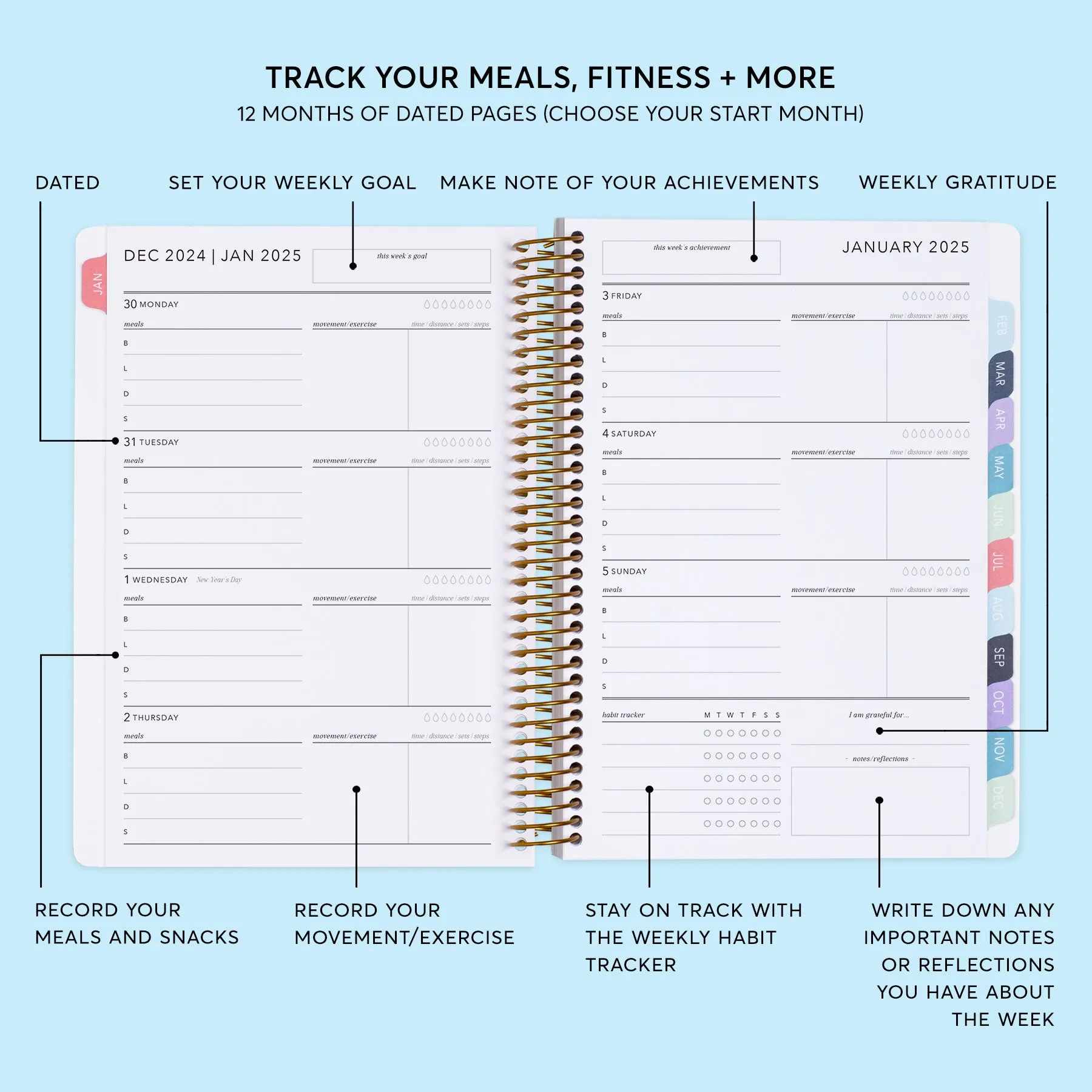 6x9 Fitness Planner - Space Galaxy Blue Purple