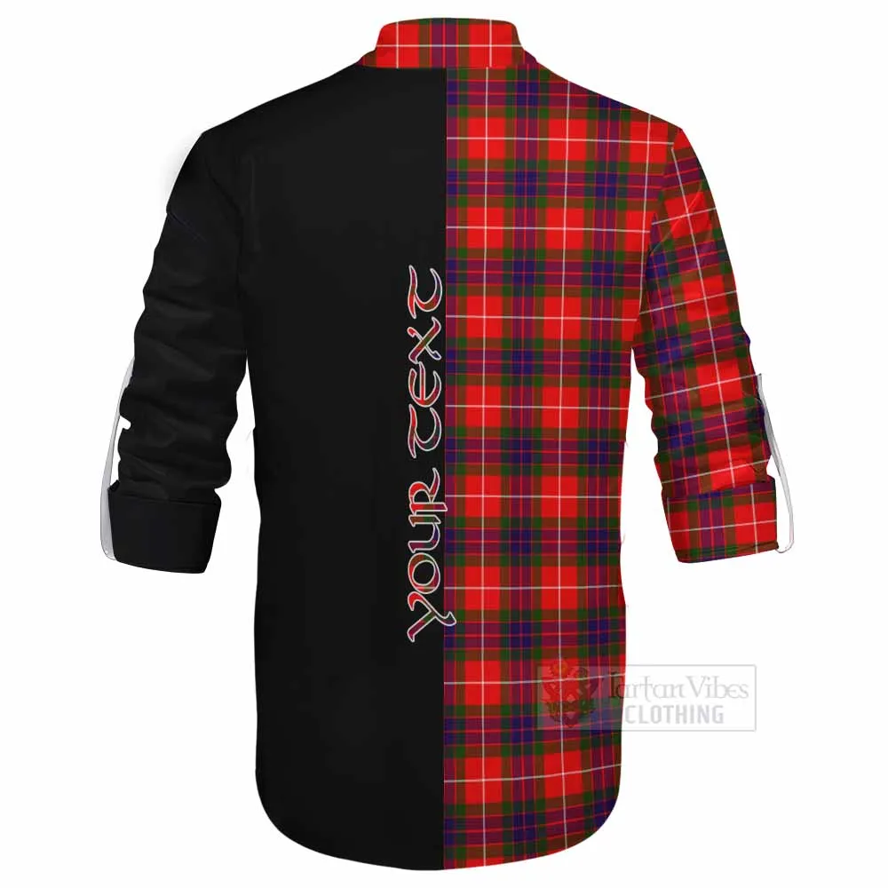 Abernethy Tartan Ghillie Kilt Shirt with Family Crest and Half Of Me Style