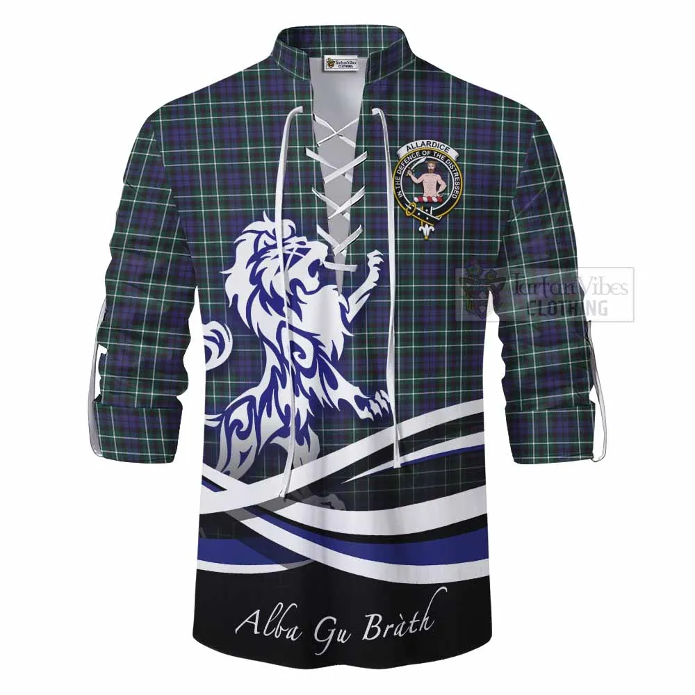 Allardice Tartan Ghillie Kilt Shirt with Alba Gu Brath Regal Lion Emblem