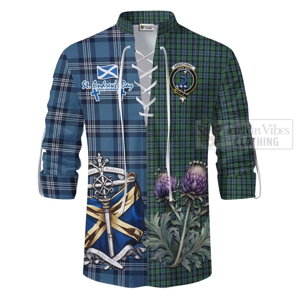 Arbuthnot Tartan Ghillie Kilt Shirt Happy St. Andrew's Day Half Tartan Style