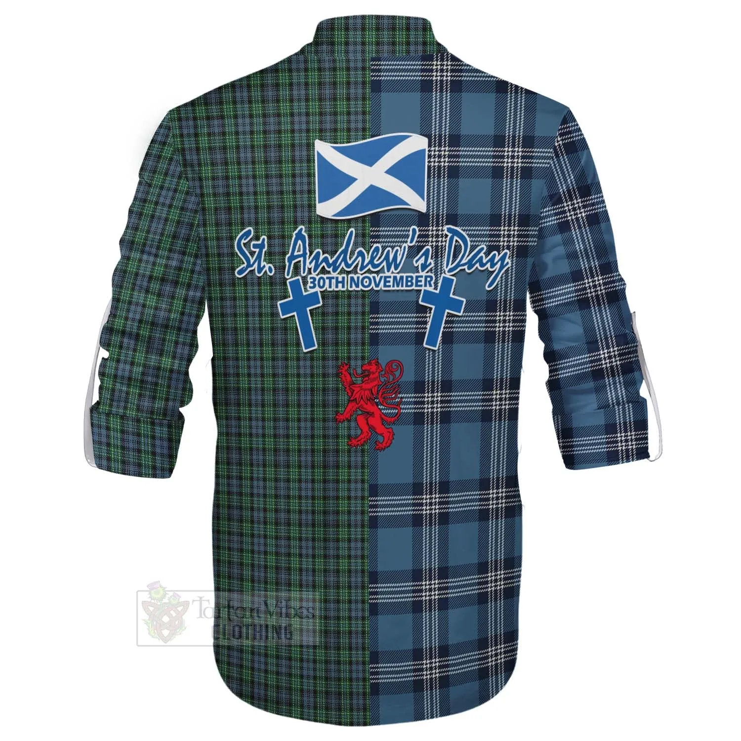 Arbuthnot Tartan Ghillie Kilt Shirt Happy St. Andrew's Day Half Tartan Style