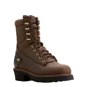 Ariat Men's Powerline 8" Oily Distressed Brown Waterproof Work Boots 10018563