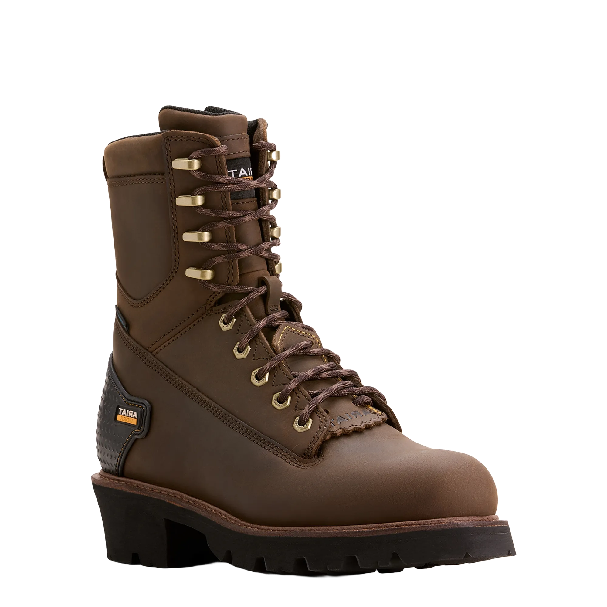 Ariat Men's Powerline 8" Oily Distressed Brown Waterproof Work Boots 10018563