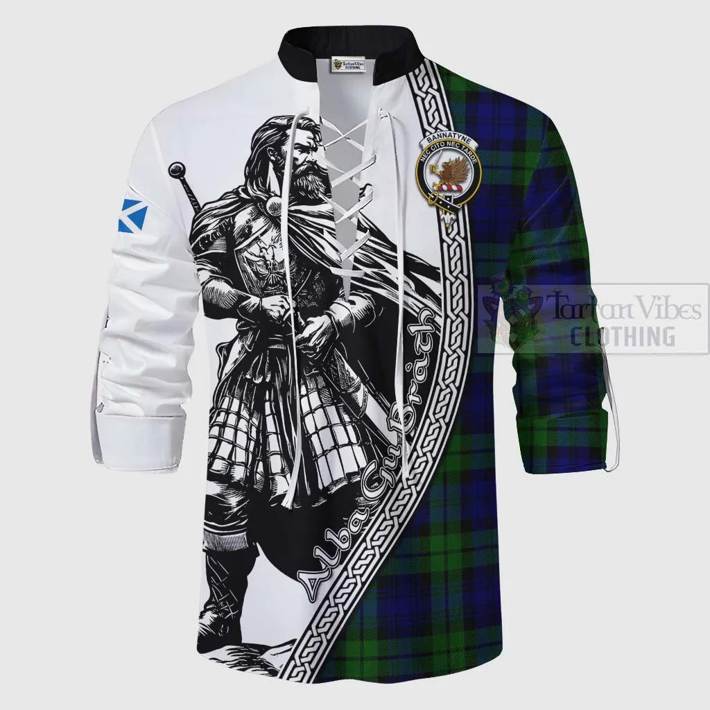 Bannatyne Tartan Clan Crest Ghillie Kilt Shirt with Highlander Warrior Celtic Style