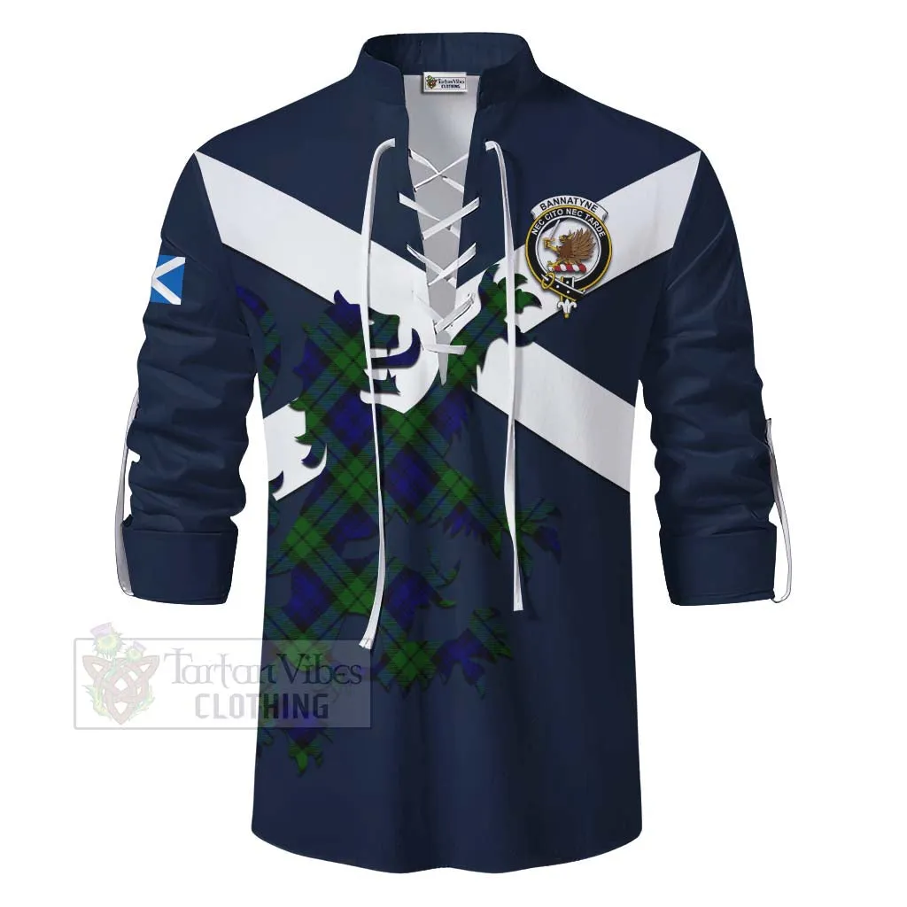 Bannatyne Tartan Lion Rampant Ghillie Kilt Shirt Proudly Display Your Heritage with Alba Gu Brath and Clan Name