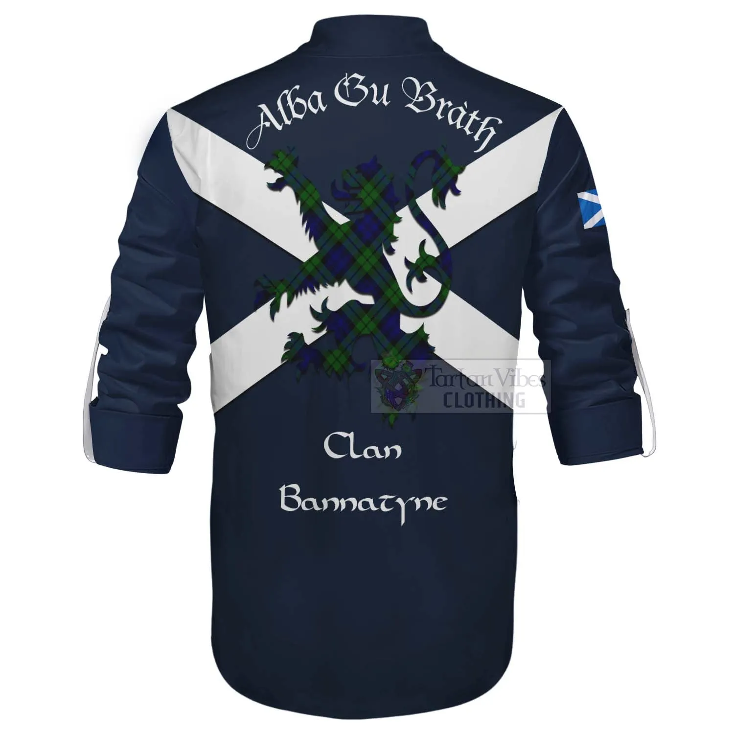 Bannatyne Tartan Lion Rampant Ghillie Kilt Shirt Proudly Display Your Heritage with Alba Gu Brath and Clan Name