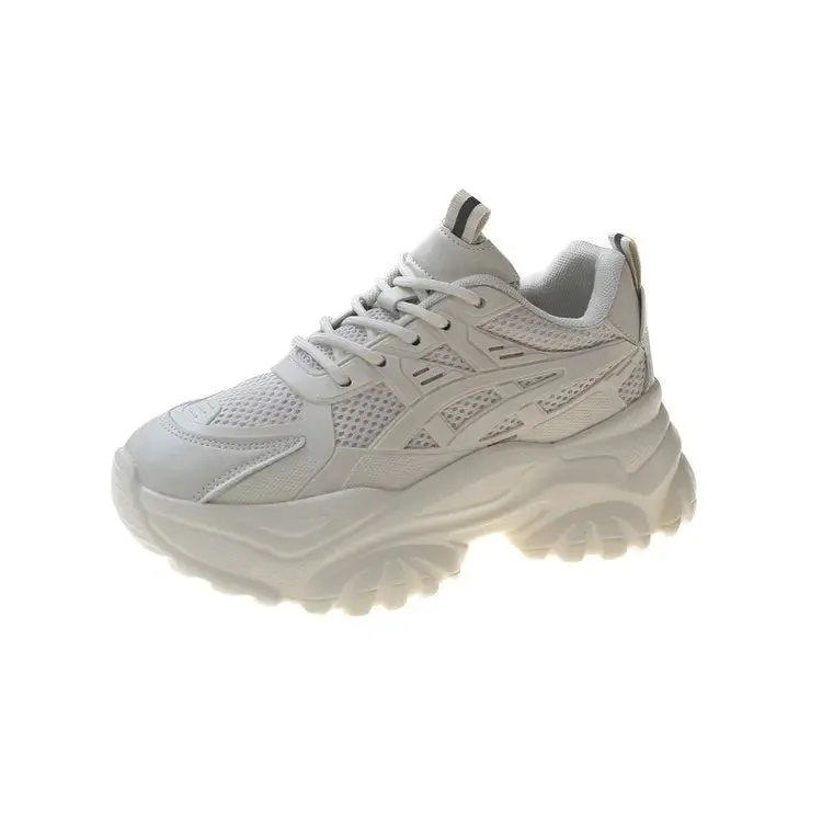 binfenxie New Black Dad Chunky Sneakers Casual Vulcanized Shoes Woman High Platform Sneakers Lace Up White Sneakers Women