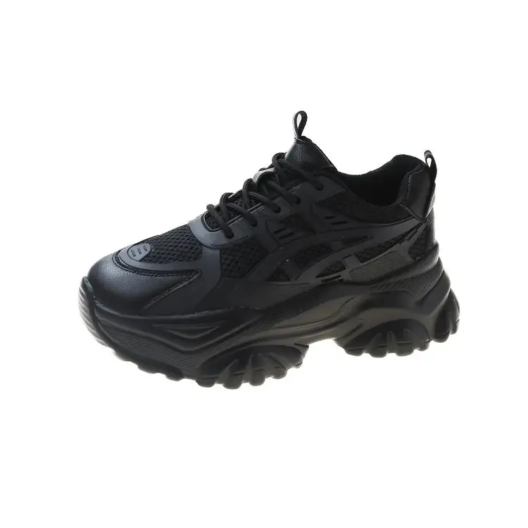 binfenxie New Black Dad Chunky Sneakers Casual Vulcanized Shoes Woman High Platform Sneakers Lace Up White Sneakers Women