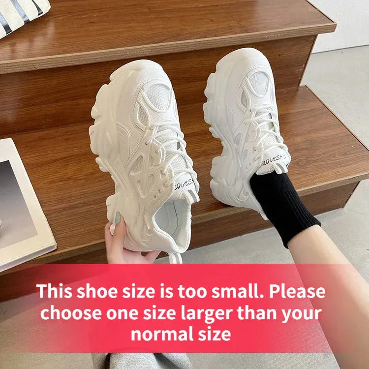 binfenxie New Black Dad Chunky Sneakers Casual Vulcanized Shoes Woman High Platform Sneakers Lace Up White Sneakers Women