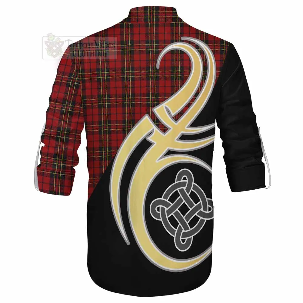 Brodie Tartan Ghillie Kilt Shirt with Family Crest and Celtic Symbol Style