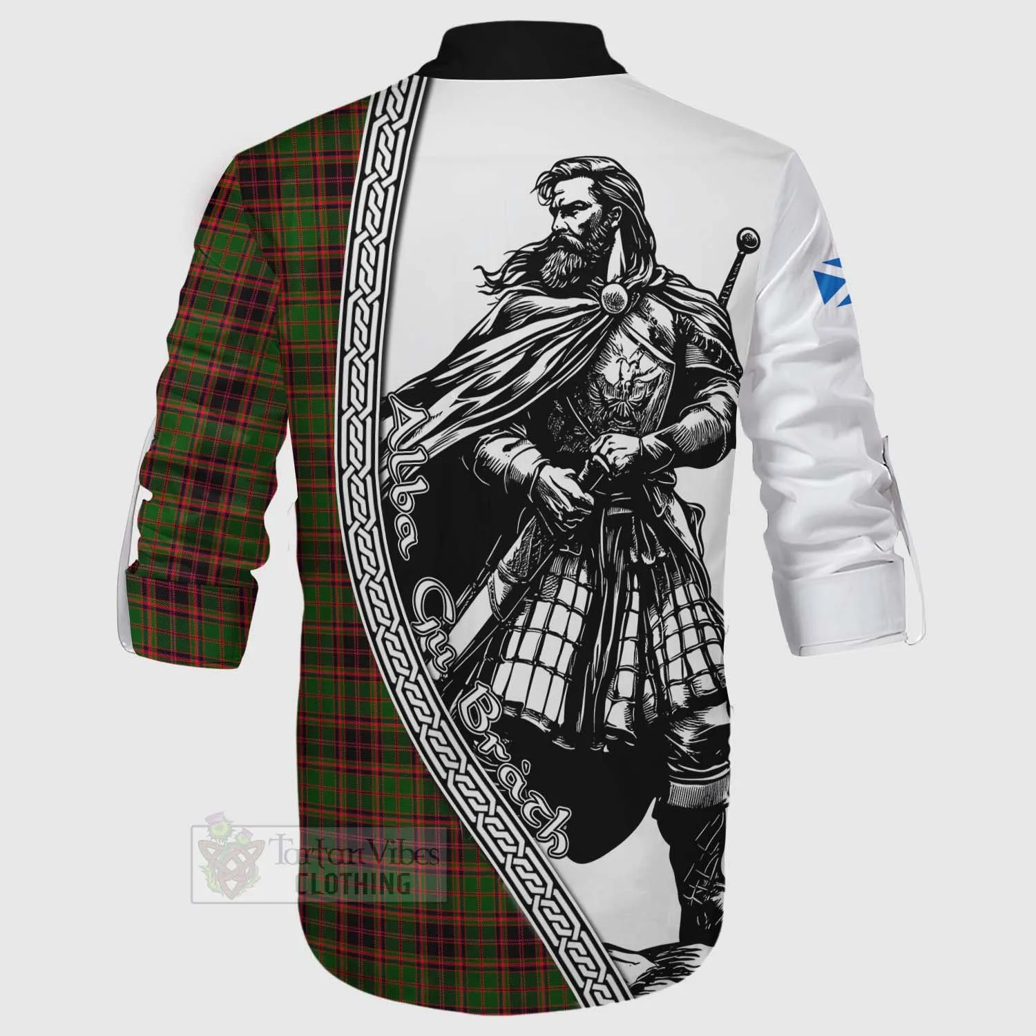 Buchan Tartan Clan Crest Ghillie Kilt Shirt with Highlander Warrior Celtic Style