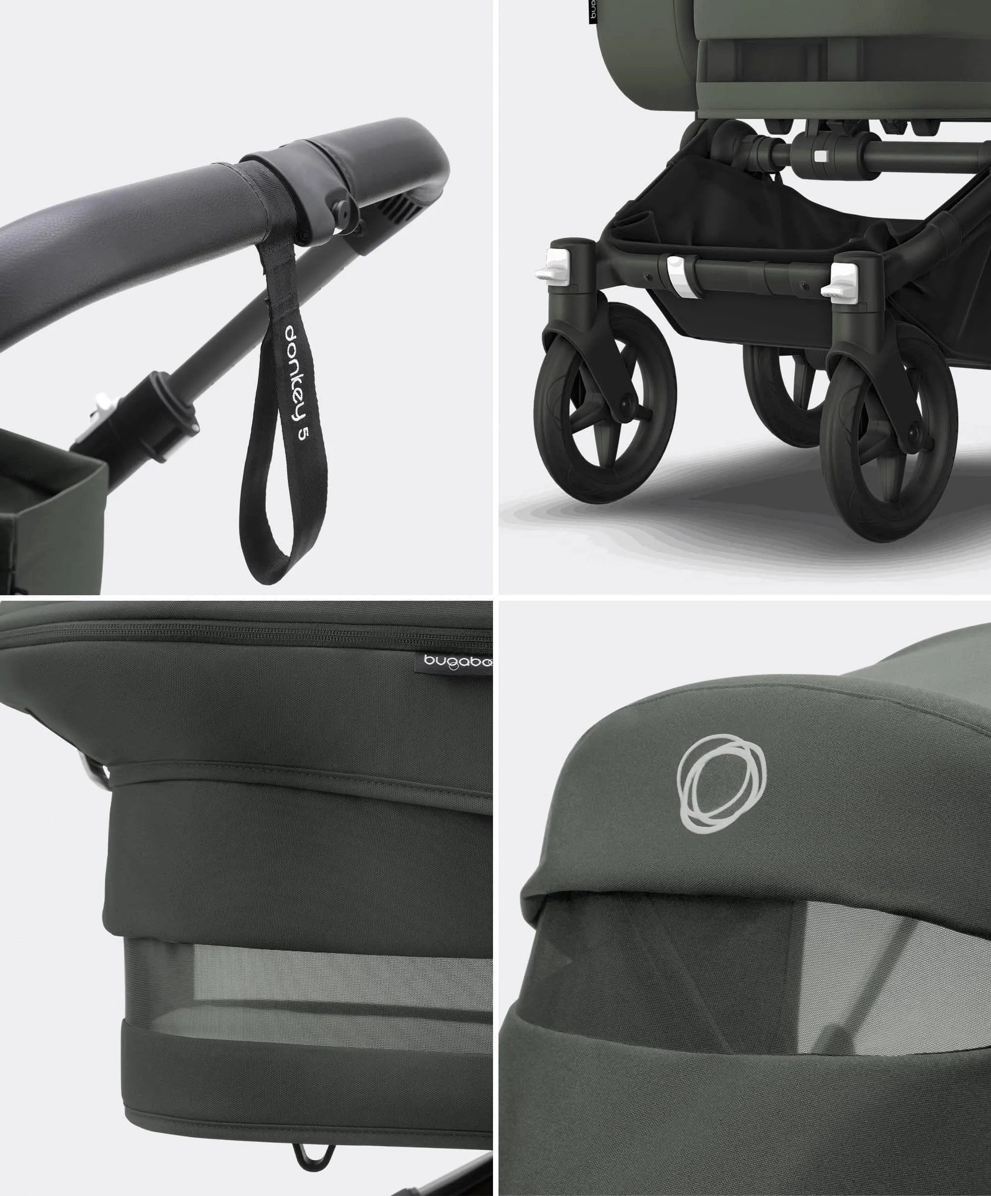 Bugaboo Donkey 5 Mono Complete Pushchair Essential Bundle - Forest Green
