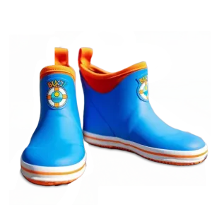 Buoy Children's Blue & Orange Rubber Slip On Deck Boots BB103