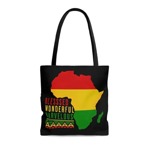 Canvas Tote Bag Blessed Wonderful Marvelous Christian African Heritage