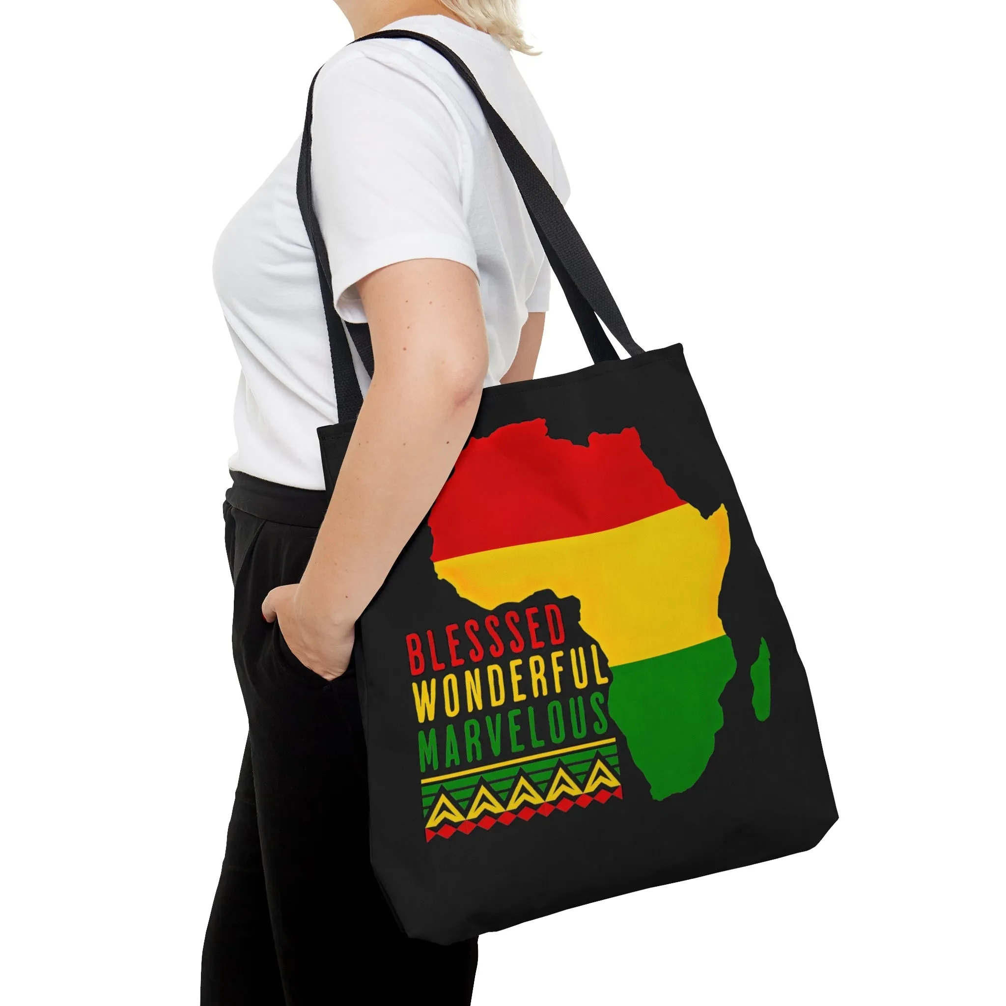 Canvas Tote Bag Blessed Wonderful Marvelous Christian African Heritage