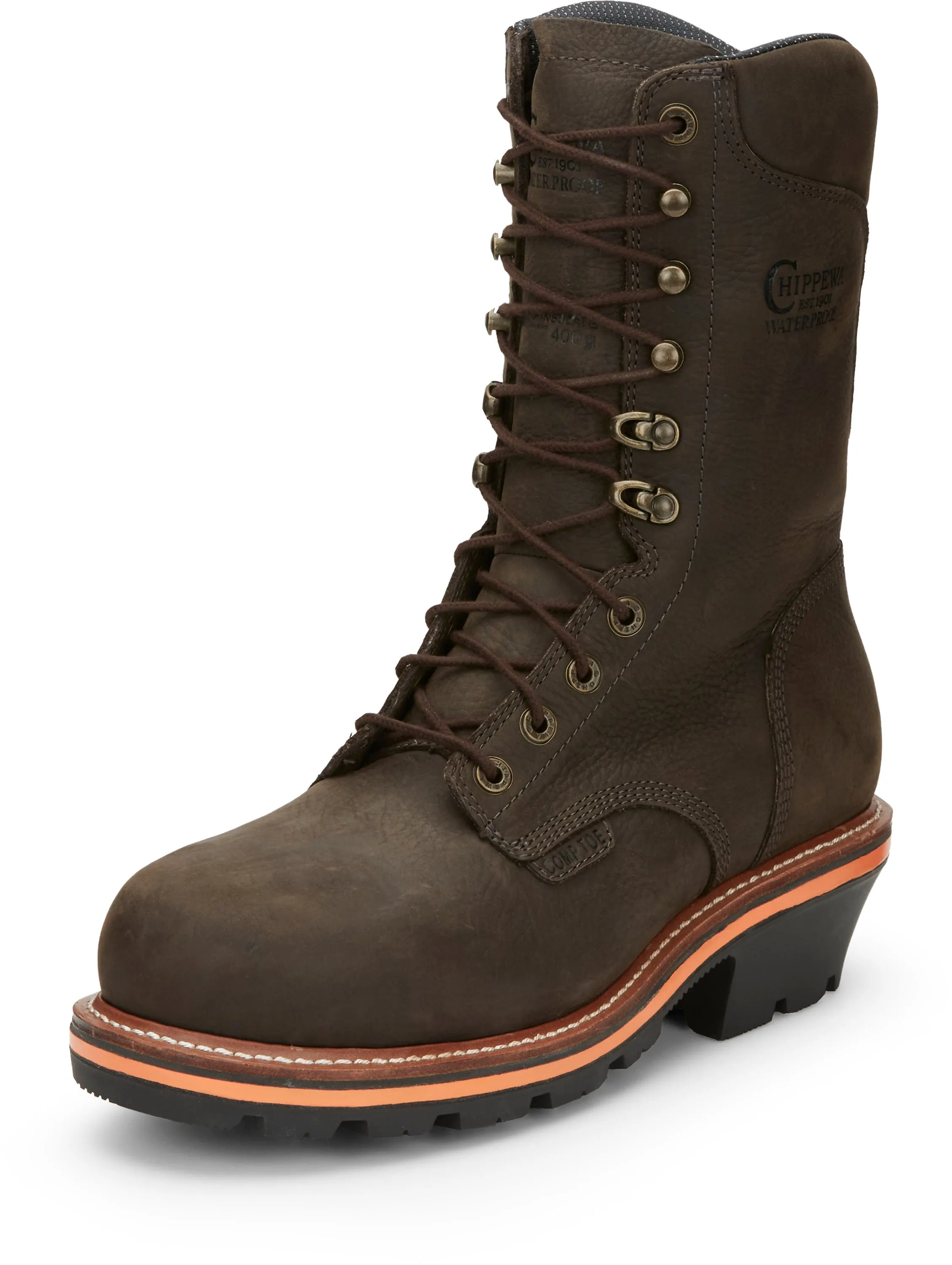 Chippewa Men's Thunderstruck Brown Waterproof Composite Toe Lace-Up Work Boots TH1031