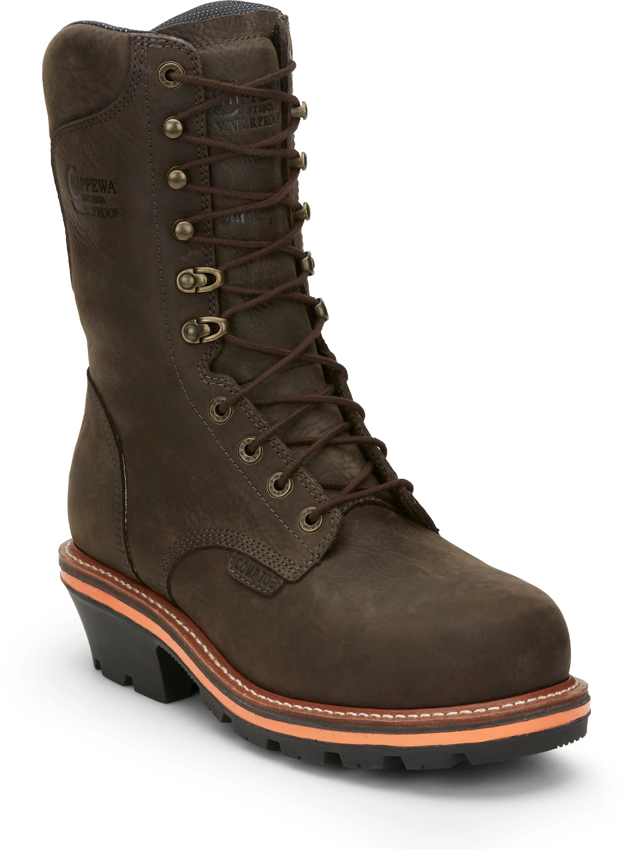 Chippewa Men's Thunderstruck Brown Waterproof Composite Toe Lace-Up Work Boots TH1031