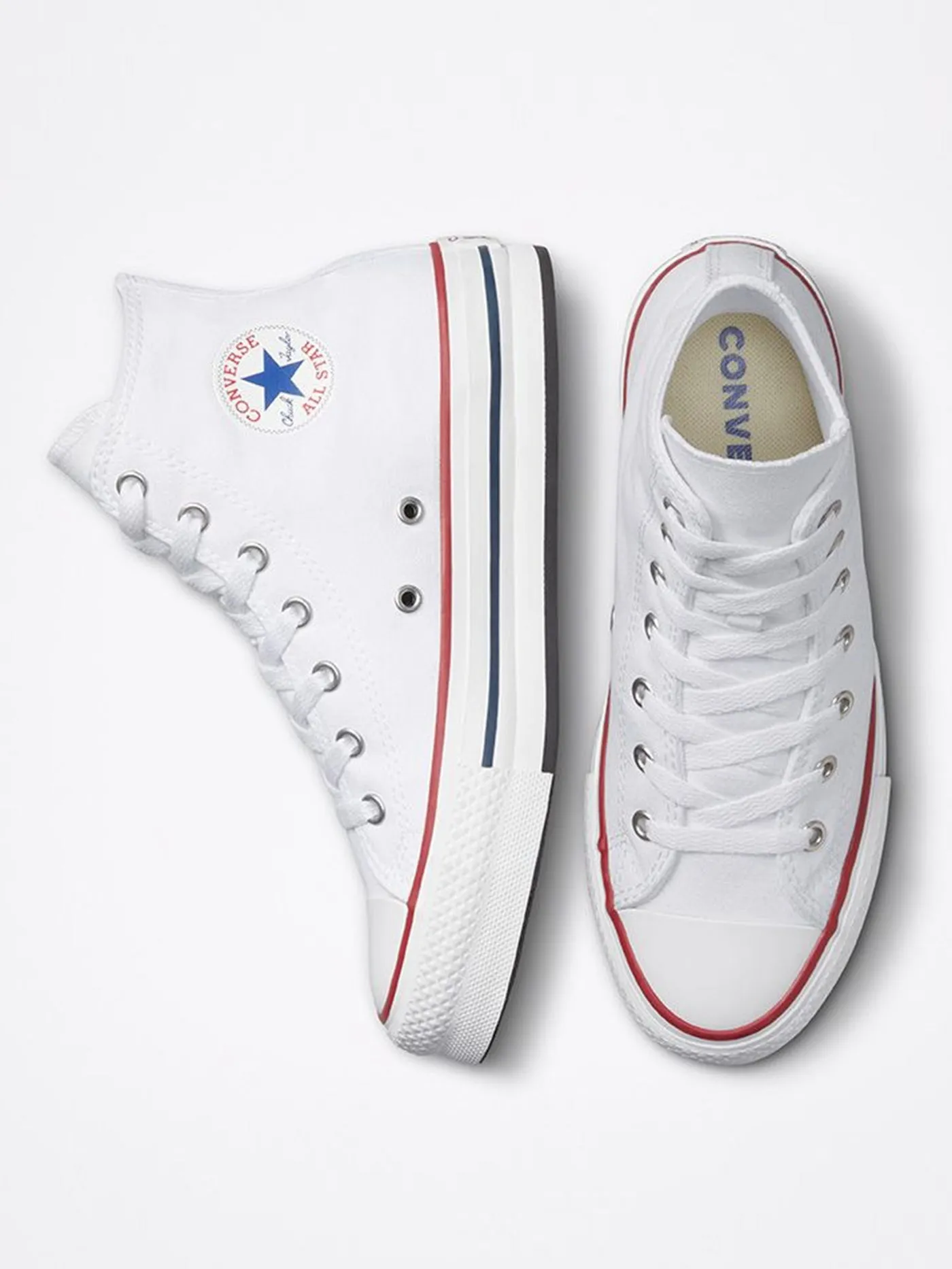 Chuck Taylor All Star Eva Lift Platform White/Garnet/Navy Shoes (Kids)