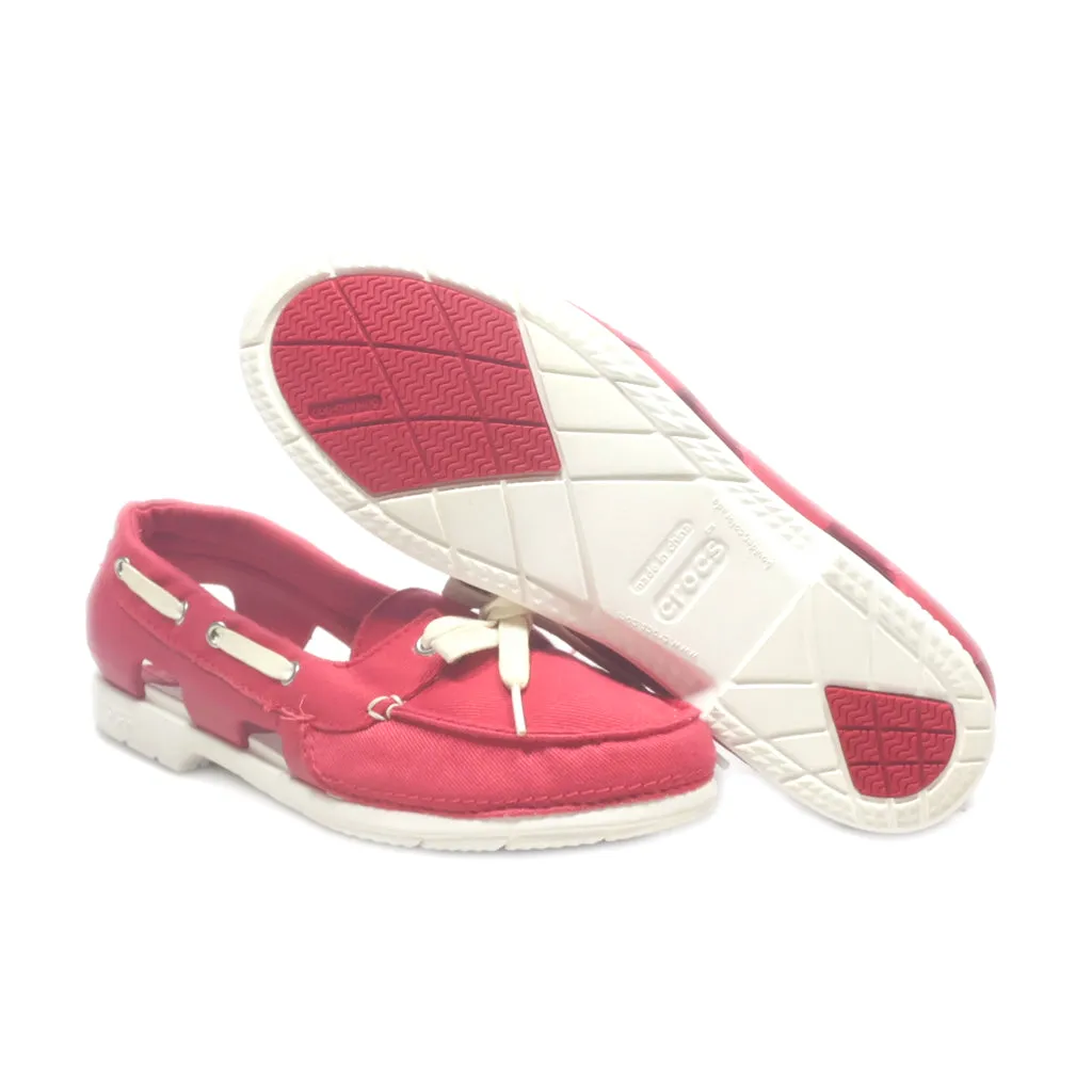 Crocs Beach Line Moccasins Canvas Red Colour For Women