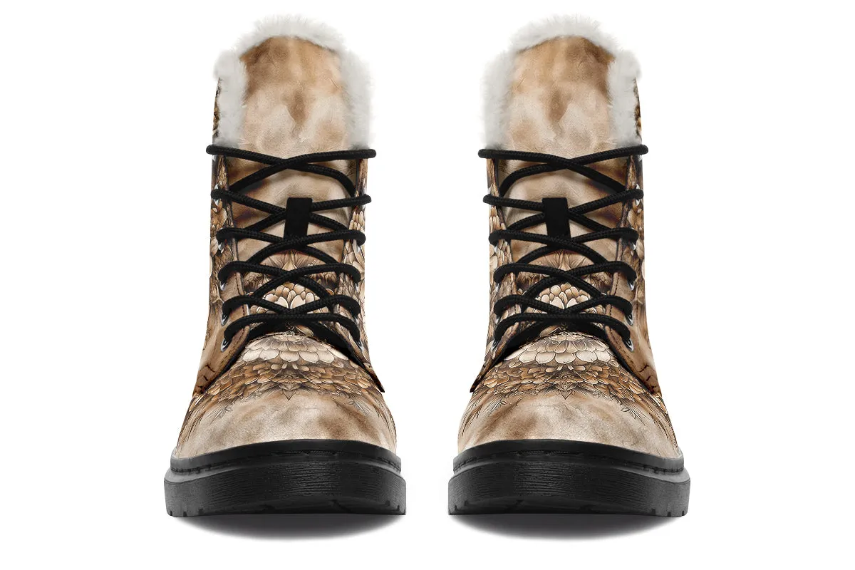 Deathwhisper Mandala Winter Boots - Warm Micro-Suede Doc-Style Boots Lined with Vegan Wool