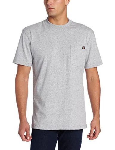 Dickie's Men's Short Sleeve Heavyweight Crew Neck Pocket T-Shirt, Heather Gray, X-Large