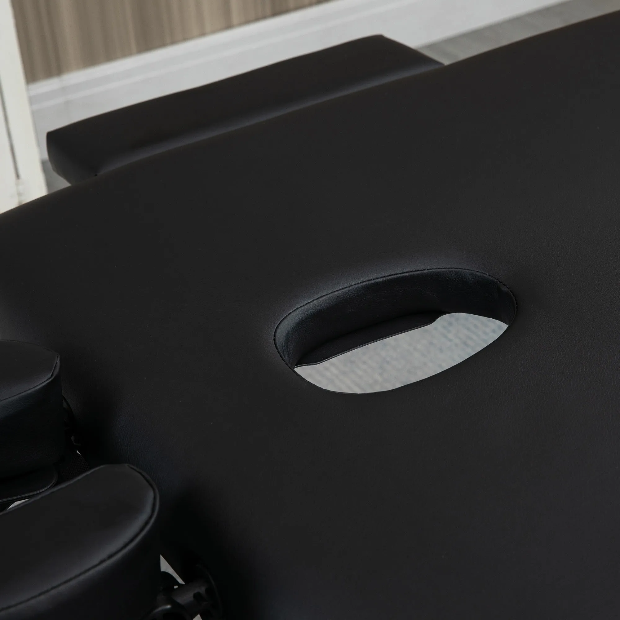 Easycomfort Lettino per Massaggio Portatile e Pieghevole con Altezza Regolabile e Seduta Imbottita, 186x71x62-83 cm, Nero