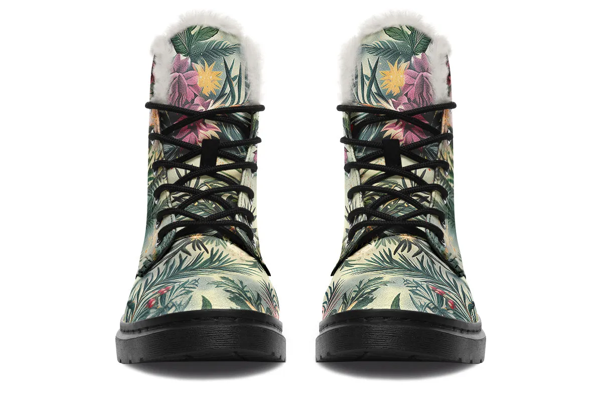 Eden Tangle Winter Boots - Warm Micro-Suede Doc-Style Boots Lined with Vegan Wool