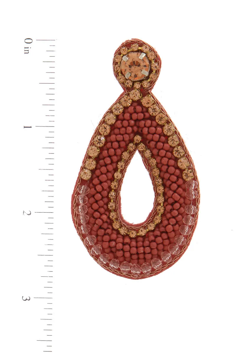 Felicia Red Beaded Teardrop Statement Earrings