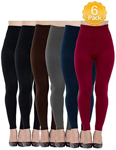 Fleece Lined Leggings for Women High Waist,6 Pack Elastic and Slimming