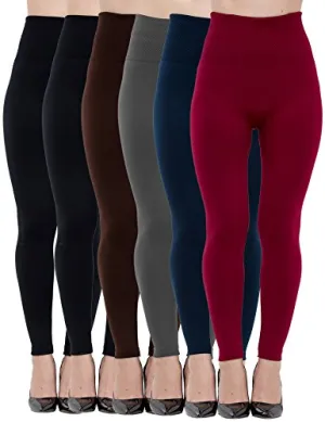 Fleece Lined Leggings for Women High Waist,6 Pack Elastic and Slimming