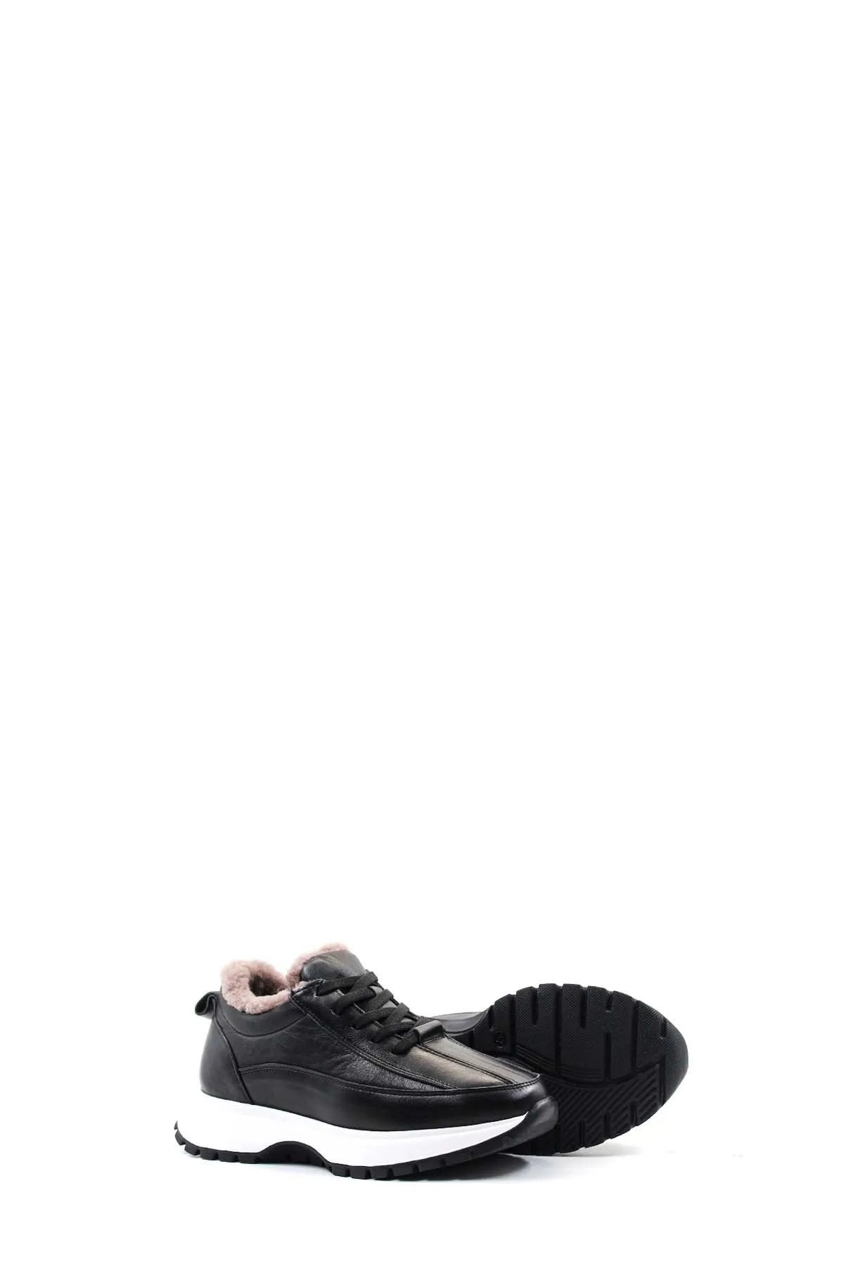 FST Genuine Leather Fur-lined Women's Casual Shoes 136KZA502 Black - Cáceres