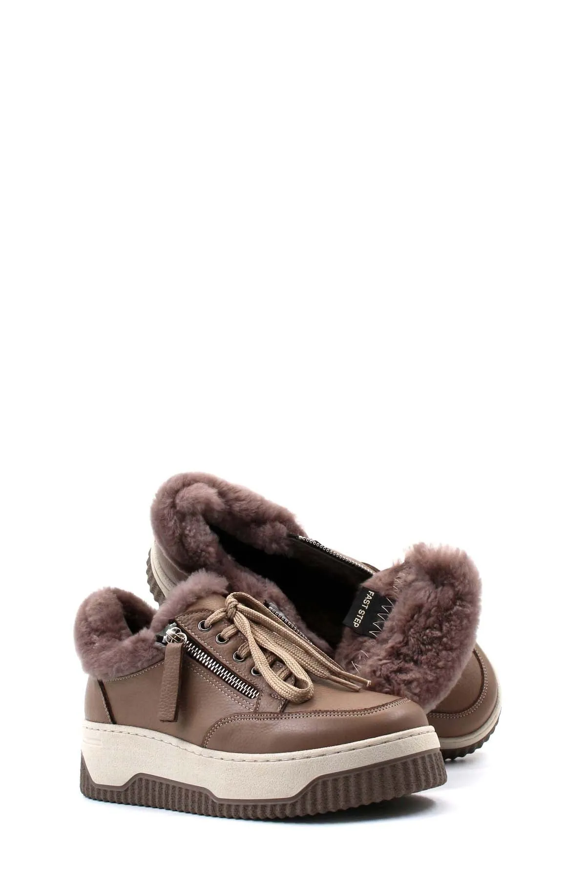 FST Genuine Leather Fur-lined Women's Casual Shoes 142KZA15 Mink - Konotop
