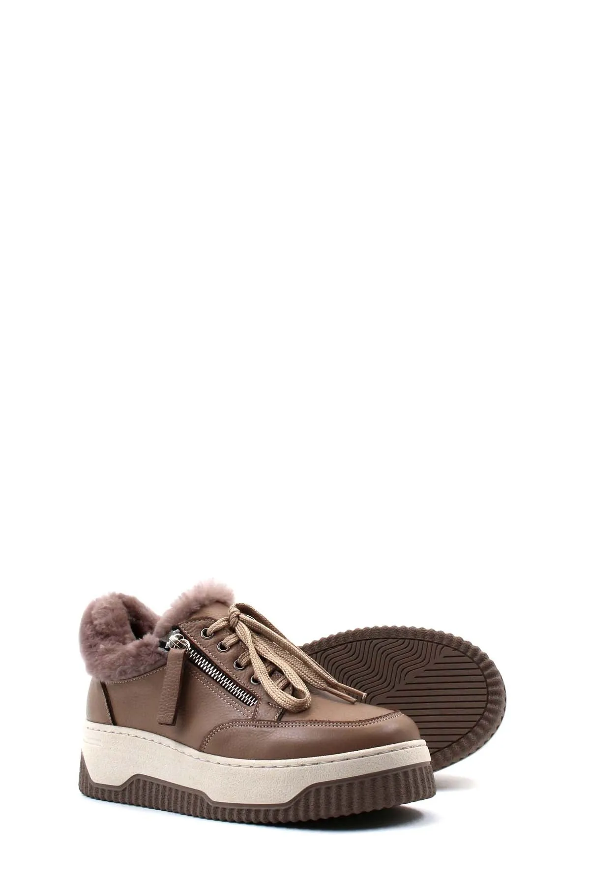 FST Genuine Leather Fur-lined Women's Casual Shoes 142KZA15 Mink - Konotop