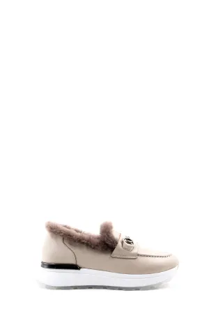 FST Genuine Leather Fur-lined Women's Casual Shoes 757KZA24501 Beige - Strood