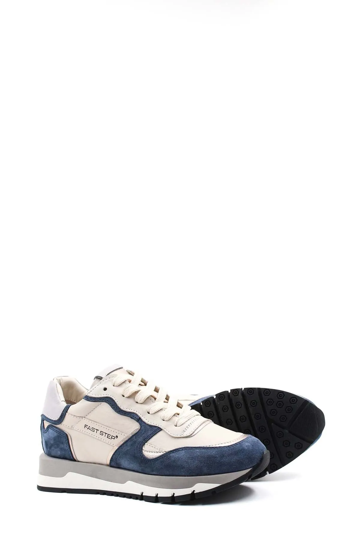 FST Genuine Leather Women's Casual Shoes 009ZA0119 Beige Navy Blue - Brentwood