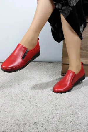 FST Genuine Leather Women's Casual Shoes 881ZA1085 Red - Tuckahoe
