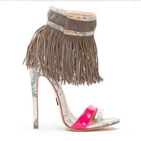 High Heel Fringe Embellished Sexy Sandals