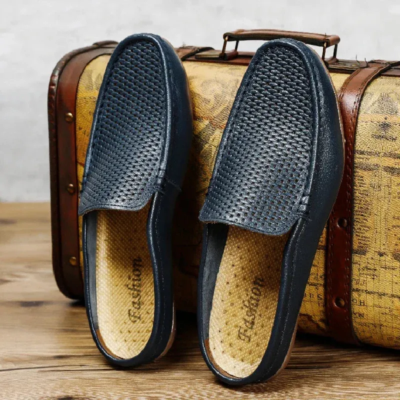 Hnzxzm Large Size 46 47 Mens Moccasins Italian Wedding Shoes Designer Luxury Men Casual Formal Breathable Summer Half Drag Loafers