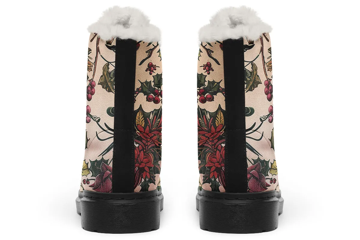 Holly And Berry Winter Boots - Warm Micro-Suede Doc-Style Boots Lined with Vegan Wool