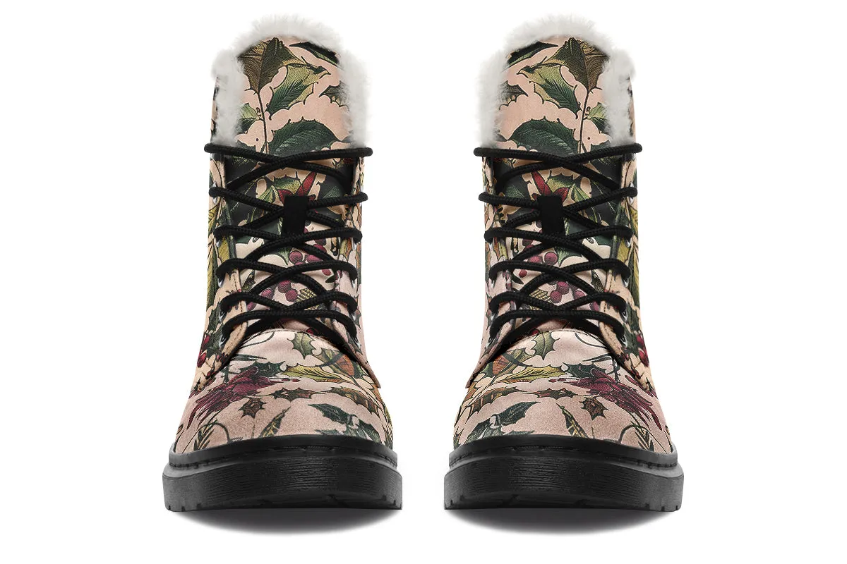 Holly And Berry Winter Boots - Warm Micro-Suede Doc-Style Boots Lined with Vegan Wool