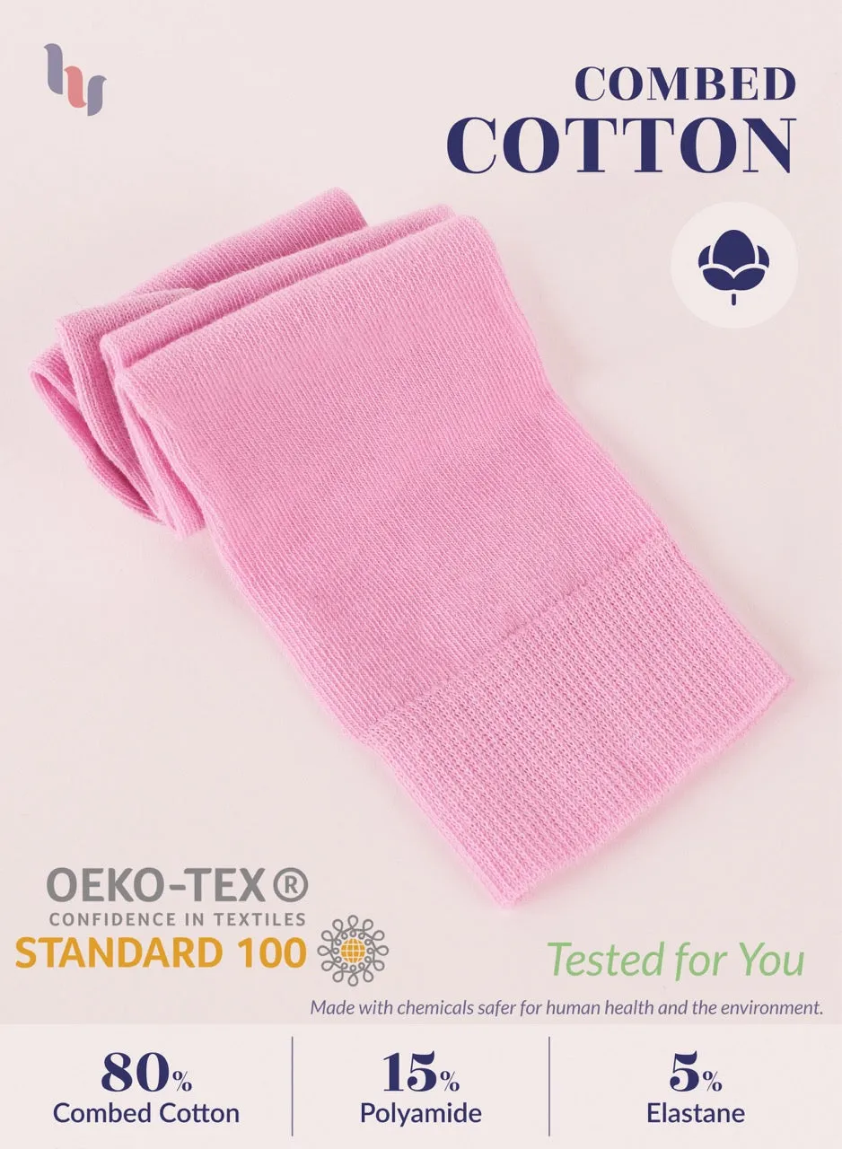 Kids' Plain Cotton Dress Knee-High Socks, 4 Pairs