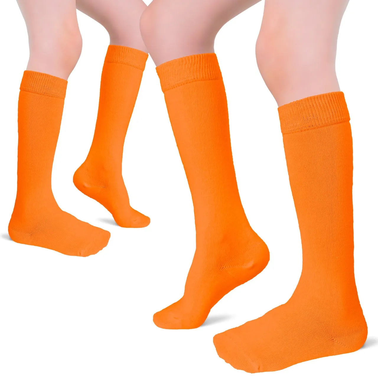 Kids' Plain Cotton Dress Knee-High Socks, 4 Pairs
