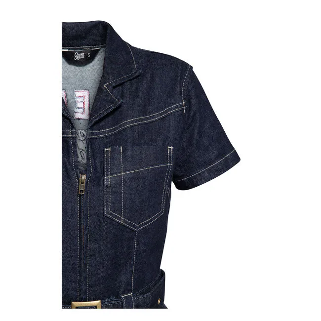 King Kerosin Queen Kerosin Motorway Riders Denim Ladies Overall Dark Blue