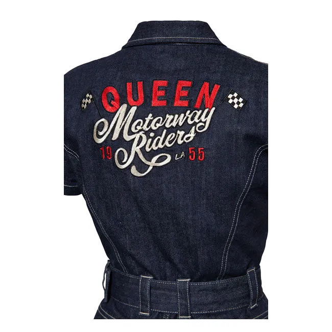 King Kerosin Queen Kerosin Motorway Riders Denim Ladies Overall Dark Blue