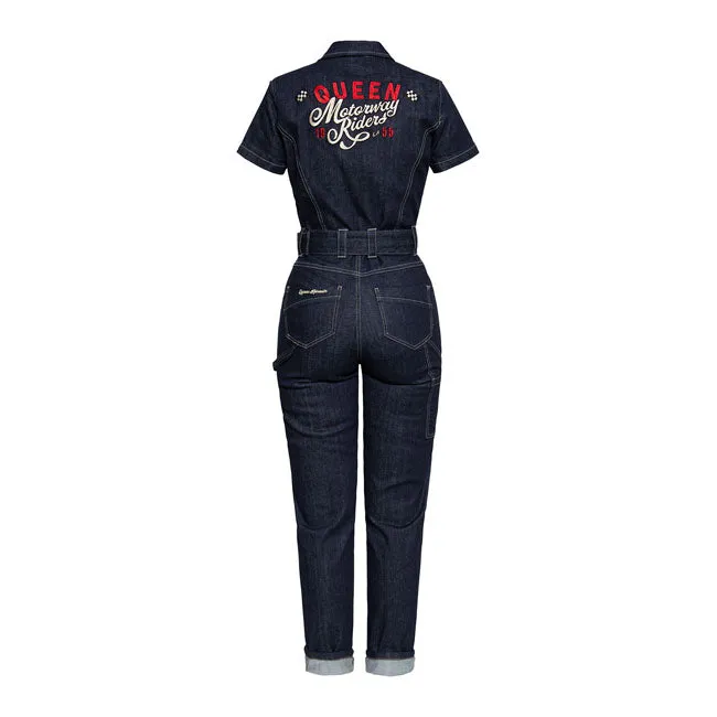 King Kerosin Queen Kerosin Motorway Riders Denim Ladies Overall Dark Blue