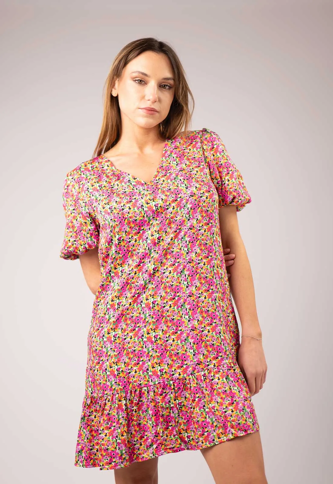 LEANE robe courte fleurie