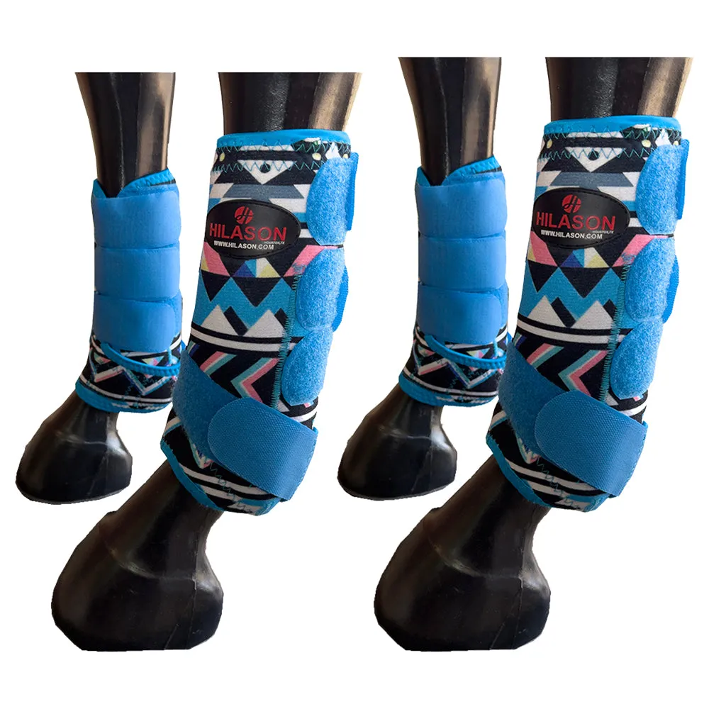 LMS Hilason Horse Medicine Sports Boots Front Rear Hind Leg Protective Shock Absorbing