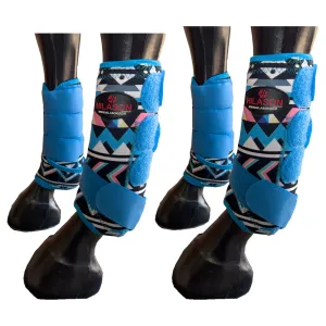 LMS Hilason Horse Medicine Sports Boots Front Rear Hind Leg Protective Shock Absorbing