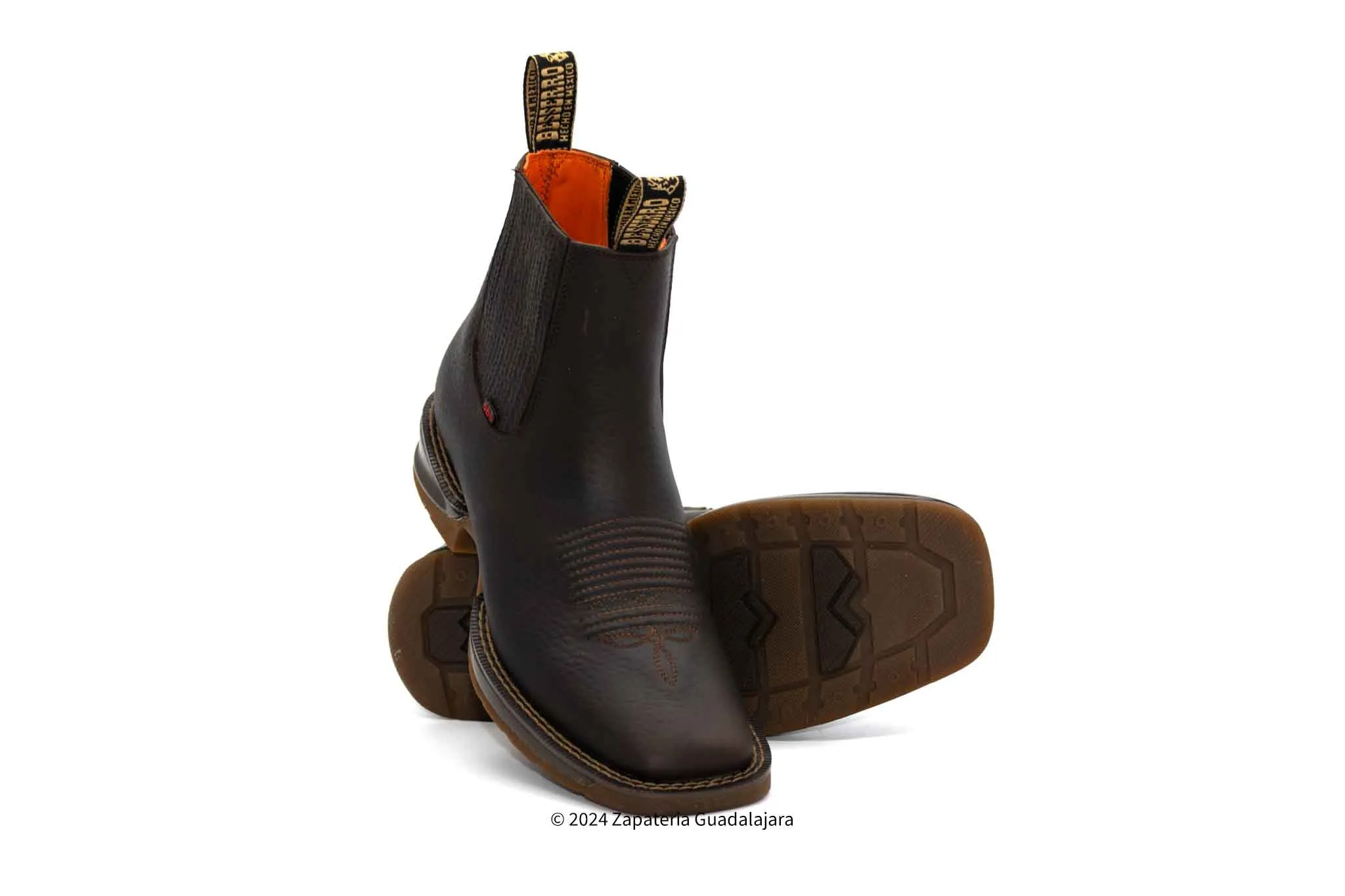 MEN SQUARE TOE RHINO CHOCO DAYDO LEATHER RUBBER SOLE LEATHER BOOT